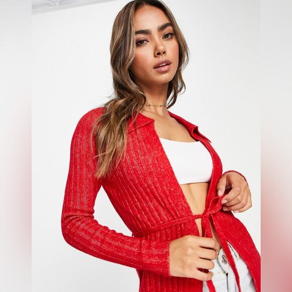 ASOS Design Collared Red Cardigan - Picture 8 of 9